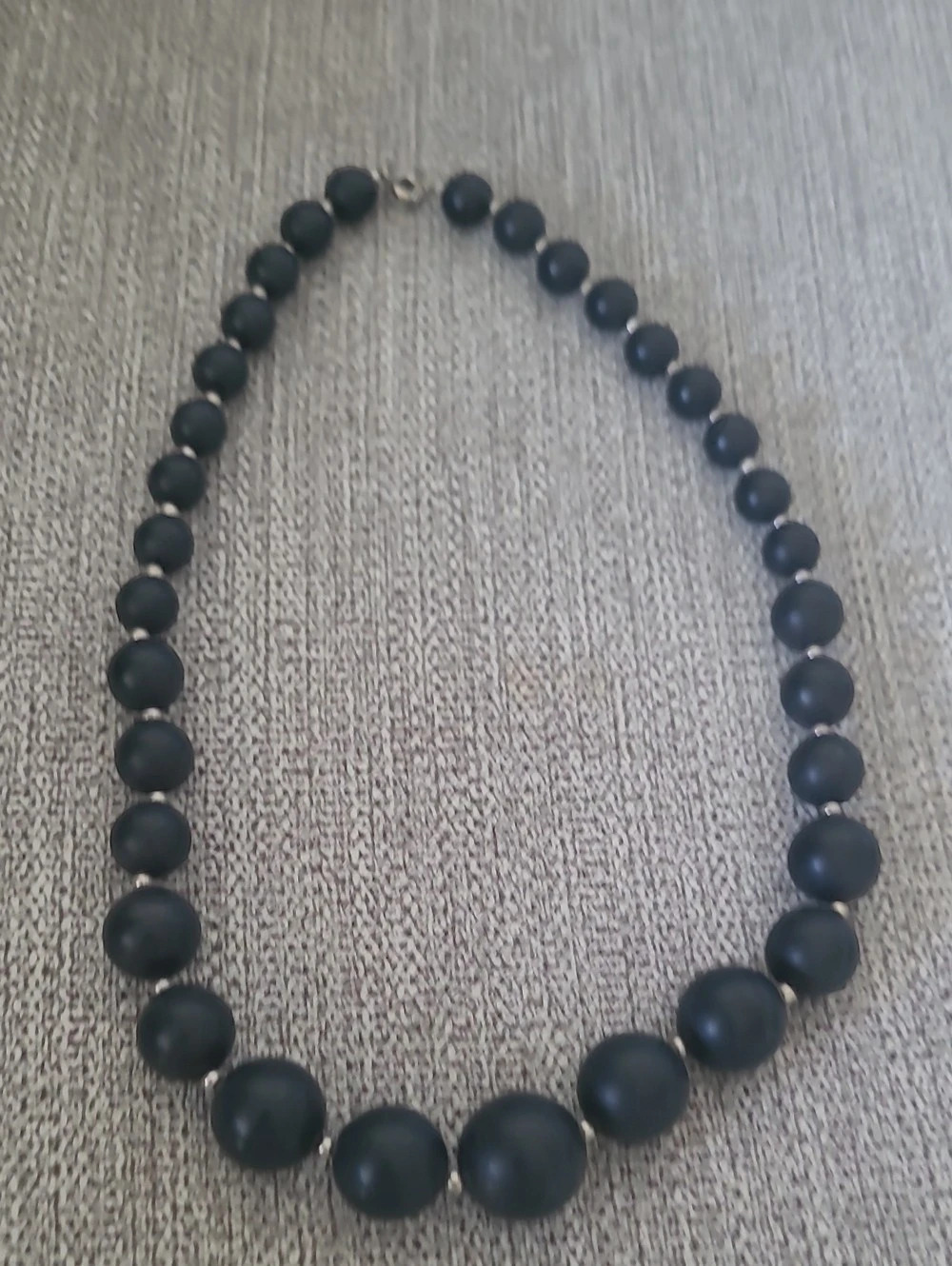 Black Beaded Necklace Like New